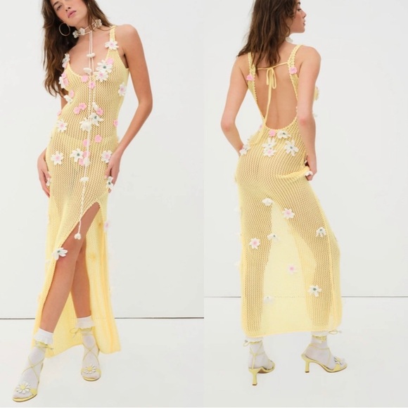 For Love and Lemons Corie Crochet Floral Maxi Dress - Picture 4 of 15